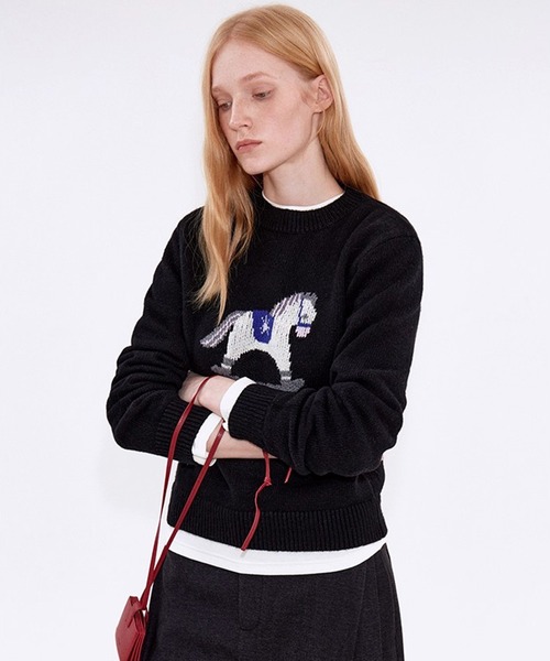 Fano Studios(ファノ ストゥディオズ)の「木馬モチーフ ジャガードニットトップス FD25S138【Fano Studios】【2025AW】(ニット/セーター・レディース・ブラック・M/L/S)」の9枚目の写真