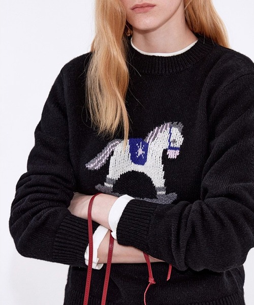 Fano Studios(ファノ ストゥディオズ)の「木馬モチーフ ジャガードニットトップス FD25S138【Fano Studios】【2025AW】(ニット/セーター・レディース・ブラック・M/L/S)」の11枚目の写真