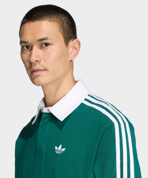 adidas（アディダス）の「adidas/アディダス 3-STRIPS RUGBY LOGO POLO SHIRTS スリーストライプス 長袖ポロ 2026年春夏（ポロシャツ・メンズ・グリーン/ブラック/ネイビー・XL/L/M/S）」の15枚目の写真