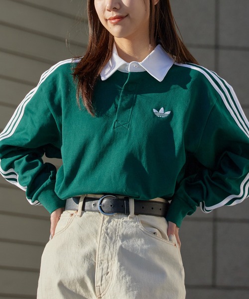 adidas（アディダス）の「adidas/アディダス 3-STRIPS RUGBY LOGO POLO SHIRTS スリーストライプス 長袖ポロ 2026年春夏（ポロシャツ・メンズ・グリーン/ブラック/ネイビー・XL/L/M/S）」の21枚目の写真