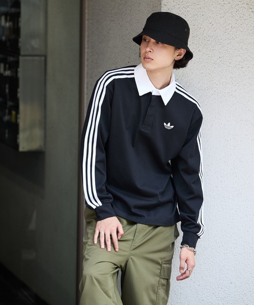 adidas 3‑STRIPS RUGBY LOGO POLO SHIRTS — поло с длинным рукавом, коллекция 2026 осень‑зима