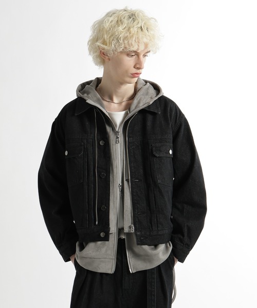 HARE（ハレ）の「【SET UP対応】ZIPトラッカーデニムブルゾン(HARE)（ブルゾン・メンズ・ネイビー/ブラック/ホワイト・SMALL/MEDIUM）」の3枚目の写真