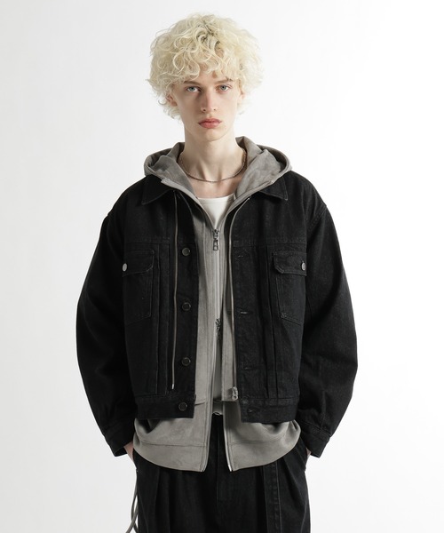 HARE（ハレ）の「【SET UP対応】ZIPトラッカーデニムブルゾン(HARE)（ブルゾン・メンズ・ネイビー/ブラック/ホワイト・SMALL/MEDIUM）」の14枚目の写真