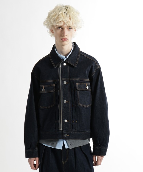 HARE（ハレ）の「【SET UP対応】ZIPトラッカーデニムブルゾン(HARE)（ブルゾン・メンズ・ネイビー/ブラック/ホワイト・SMALL/MEDIUM）」の16枚目の写真