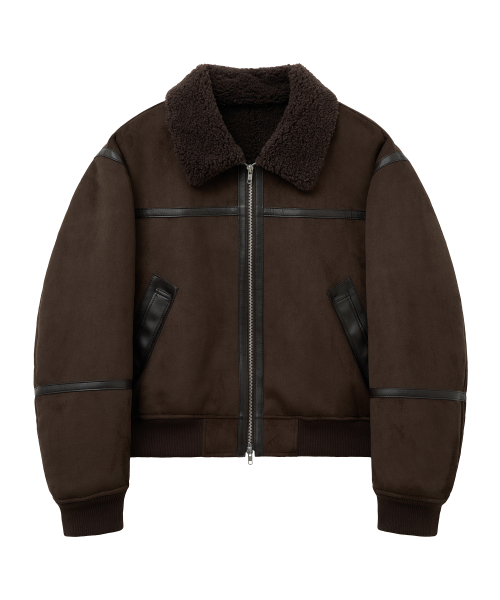 スエードセミオーバーラインムートンメンズ（ブラウン）（ムートン