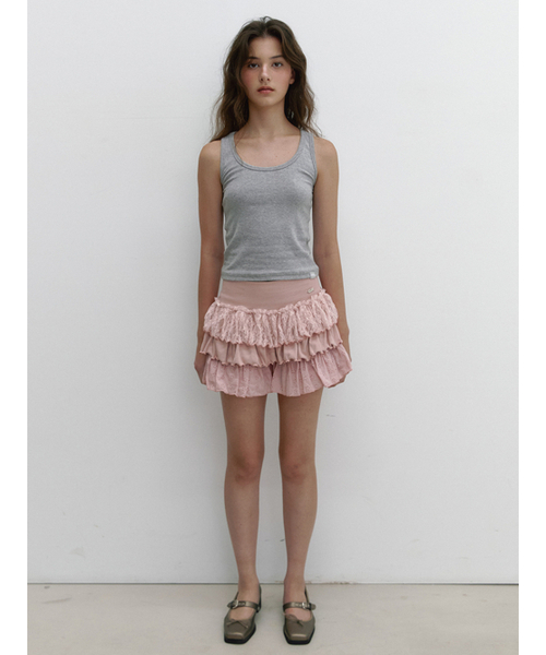 ASURA(アスラ)の「LACE JERSEY CANCAN SKIRT (PINK)(スカート・レディース・その他・ONE SIZE)」の1枚目の写真