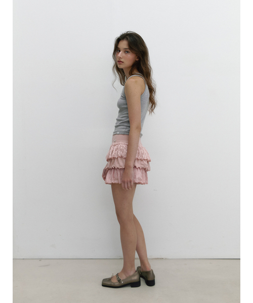 ASURA(アスラ)の「LACE JERSEY CANCAN SKIRT (PINK)(スカート・レディース・その他・ONE SIZE)」の2枚目の写真