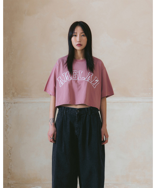 ANGLAN（アングラン）の「[AG.W] Applique Crop Half Tee - Pink（Tシャツ/カットソー・レディース・その他・ONE SIZE）」の3枚目の写真