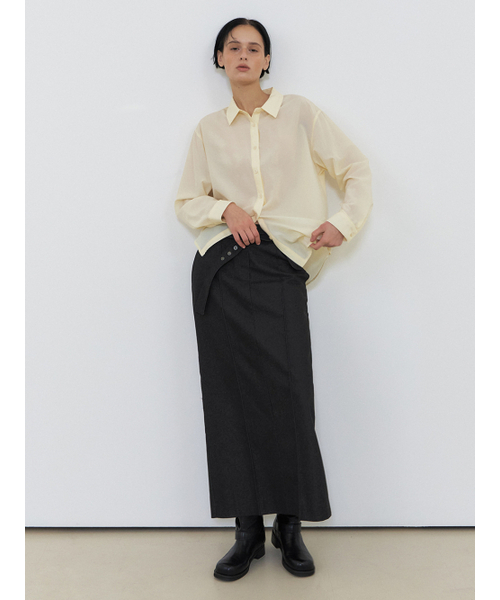 ETMON（エトモン）の「Belt Pintuck Long Skirt, Black（スカート・レディース・その他・M/S）」の3枚目の写真