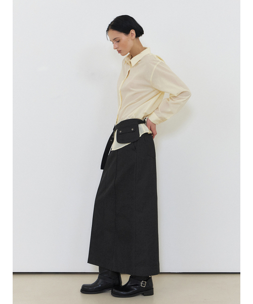 ETMON（エトモン）の「Belt Pintuck Long Skirt, Black（スカート・レディース・その他・M/S）」の4枚目の写真