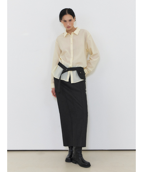 ETMON（エトモン）の「Belt Pintuck Long Skirt, Black（スカート・レディース・その他・M/S）」の5枚目の写真