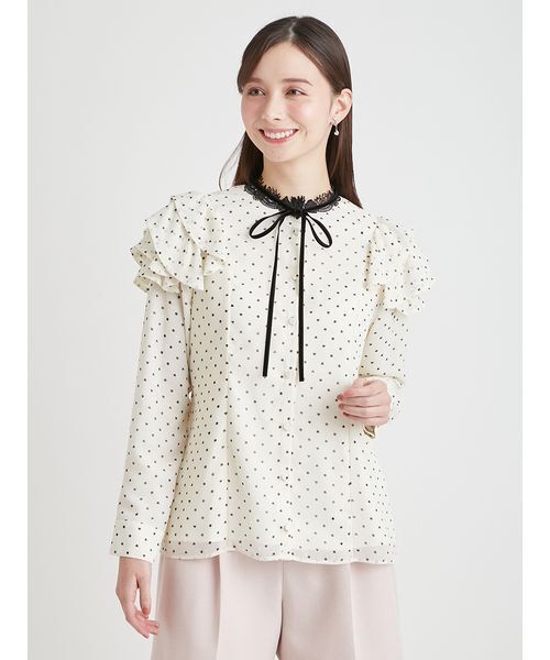 CELFORD(セルフォード)の「【洗える】ハートドットプリントブラウス(シャツ/ブラウス・レディース・レッド/ブラック/アイボリー・38/36)」の5枚目の写真