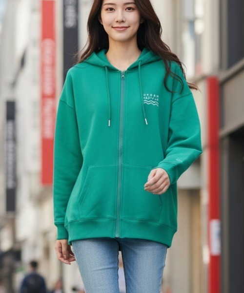 Ocean Pacific（オーシャンパシフィック）の「【OP:オーピー】ユニセックス　ジップアップパーカー・フーディー（パーカー・レディース・ベージュ/アイボリー/チャコール/ヘザーグレー/グリーン・X-LARGE/LARGE/MEDIUM）」の5枚目の写真