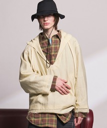 《UNISEX》Deep Front Neck Prime-Over Mexican Shirt Hoodie/ディープフロントネックプライムオーバーメキシカンシャツパーカー【MAISON SPECIAL/メゾンスペシャル】