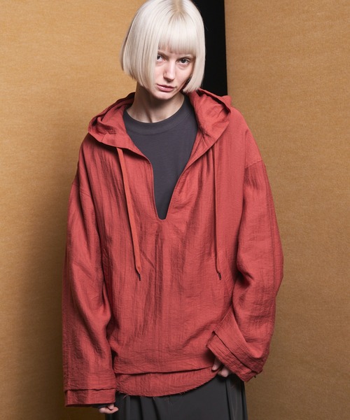 UNISEX》Deep Front Neck Prime-Over Mexican Shirt Hoodie/ディープ
