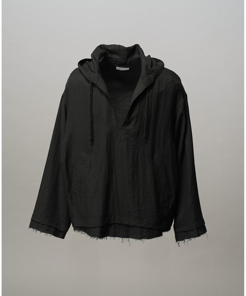 MAISON SPECIAL（メゾンスペシャル）の「《UNISEX》Deep Front Neck Prime-Over Mexican Shirt Hoodie/ディープフロントネックプライムオーバーメキシカンシャツパーカー【MAISON SPECIAL/メゾンスペシャル】（シャツ/ブラウス・メンズ・ブラック/チャコールグレー/ライトイエロー/オレンジ・0/1/2）」の10枚目の写真