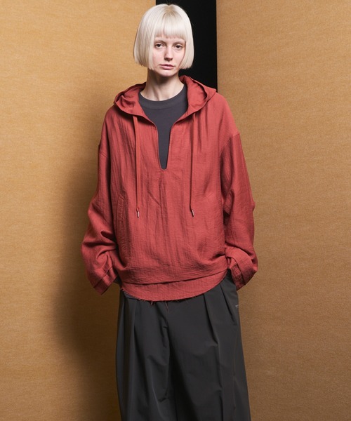 UNISEX》Deep Front Neck Prime-Over Mexican Shirt Hoodie/ディープ