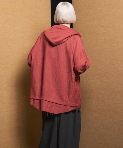 MAISON SPECIAL（メゾンスペシャル）の「《UNISEX》Deep Front Neck Prime-Over Mexican Shirt Hoodie/ディープフロントネックプライムオーバーメキシカンシャツパーカー【MAISON SPECIAL/メゾンスペシャル】（シャツ/ブラウス・メンズ・ブラック/チャコールグレー/ライトイエロー/オレンジ・0/1/2）」の22枚目の写真