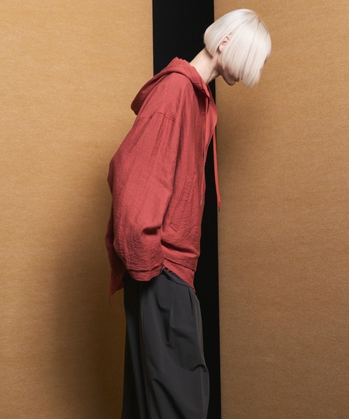 MAISON SPECIAL（メゾンスペシャル）の「《UNISEX》Deep Front Neck Prime-Over Mexican Shirt Hoodie/ディープフロントネックプライムオーバーメキシカンシャツパーカー【MAISON SPECIAL/メゾンスペシャル】（シャツ/ブラウス・メンズ・ブラック/チャコールグレー/ライトイエロー/オレンジ・0/1/2）」の21枚目の写真