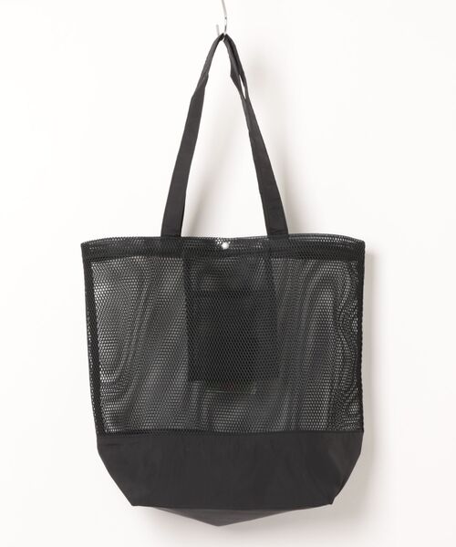 FRUIT OF THE LOOM(フルーツオブザルーム)の「EX MESH TOTE BAG L / メッシュ素材×ナイロン切り替え トートバッグ Lサイズ / カジュアル デイリー 大容量(トートバッグ・メンズ・ブラック/ベージュ/ネイビー/イエロー/ミント・FREE)」の8枚目の写真