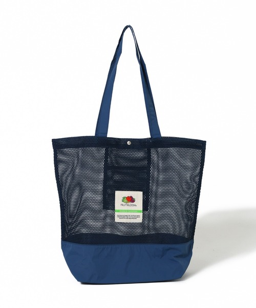 FRUIT OF THE LOOM(フルーツオブザルーム)の「EX MESH TOTE BAG L / メッシュ素材×ナイロン切り替え トートバッグ Lサイズ / カジュアル デイリー 大容量(トートバッグ・メンズ・ブラック/ベージュ/ネイビー/イエロー/ミント・FREE)」の5枚目の写真