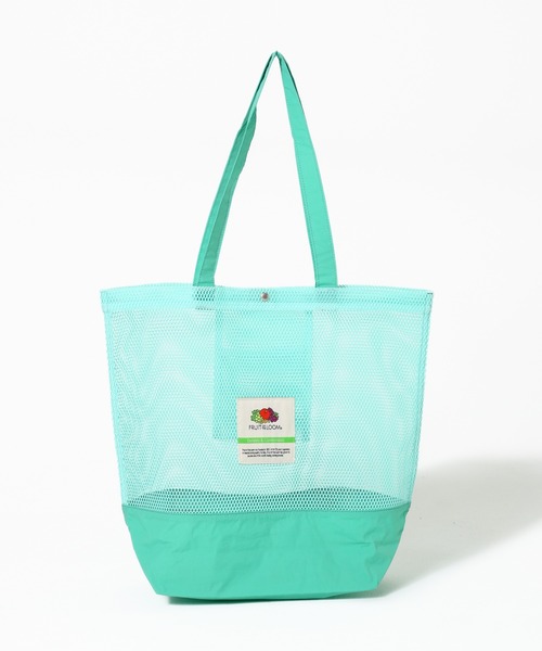FRUIT OF THE LOOM(フルーツオブザルーム)の「EX MESH TOTE BAG L / メッシュ素材×ナイロン切り替え トートバッグ Lサイズ / カジュアル デイリー 大容量(トートバッグ・メンズ・ブラック/ベージュ/ネイビー/イエロー/ミント・FREE)」の4枚目の写真