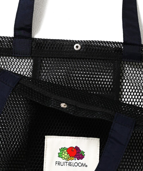 FRUIT OF THE LOOM(フルーツオブザルーム)の「EX MESH TOTE BAG L / メッシュ素材×ナイロン切り替え トートバッグ Lサイズ / カジュアル デイリー 大容量(トートバッグ・メンズ・ブラック/ベージュ/ネイビー/イエロー/ミント・FREE)」の10枚目の写真