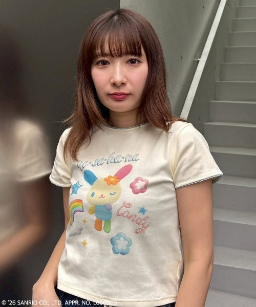 Candy Stripper（キャンディストリッパー）の「【U･SA･HA･NA】FANCY Tシャツ（Tシャツ/カットソー・レディース・アイボリー/イエロー系その他/ヘザーグレー・FREE）」の3枚目の写真
