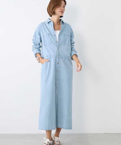 MICA&DEAL（マイカ＆ディール）の「【WEB限定カラーあり】デニムワンピース（ワンピース・レディース・ベージュ/ライトブルー/ブラック・FREE）」の21枚目の写真