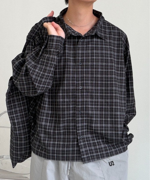 UNDERSTATEMENTs(アンダーステイトメント)の「【ユニセックス】2setストライプ&チェックシャツ×トートバッグ(シャツ/ブラウス・メンズ・ネイビー/ブラウン/ブラック系その他2/ネイビー系2/ブラック系その他/チャコールグレー/オレンジ/ブラック/ホワイト/ネイビー系1・MEDIUM/LARGE)」の3枚目の写真