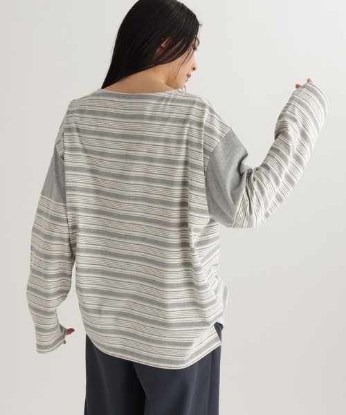 studio CLIP（スタディオクリップ）の「【daily CLIP】ランダムピッチボーダープルオーバー（Tシャツ/カットソー・レディース・ブルー/グレー/ネイビー・FREE）」の6枚目の写真