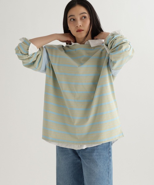 studio CLIP（スタディオクリップ）の「【daily CLIP】ランダムピッチボーダープルオーバー（Tシャツ/カットソー・レディース・ブルー/グレー/ネイビー・FREE）」の11枚目の写真