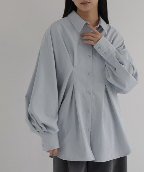 hellam(へラム)の「【hellam×HOTARU】合繊ウエストタックシャツ(シャツ/ブラウス・レディース・ベージュ/チャコール/アイボリー/ブルー・FREE)」の22枚目の写真