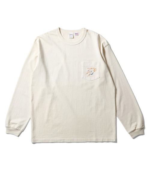 HOUSTON(ヒューストン)の「HOUSTON ピグメント USコットン ロンT(ALASKA)(Tシャツ/カットソー・メンズ・サーモンピンク/ブラック/ターコイズブルー/ナチュラル・X-LARGE/LARGE/XX-LARGE/MEDIUM)」の2枚目の写真