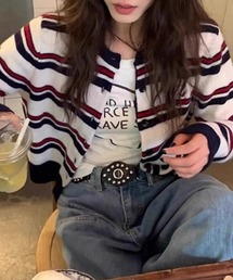 ダブルボーダーカーディガン