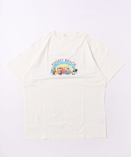2nd(セカンド)の「ジーンズベーセカンド SUNSET BEACH Tシャツ フリーサイズ(Tシャツ/カットソー・メンズ・オフホワイト/ブラック/パープル・F)」の1枚目の写真
