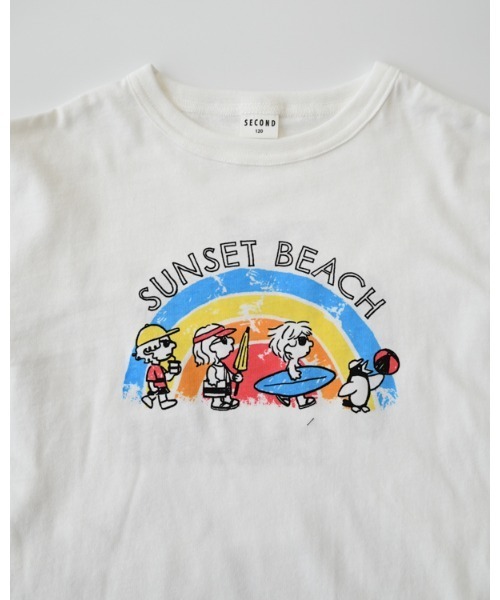 2nd(セカンド)の「ジーンズベーセカンド SUNSET BEACH Tシャツ フリーサイズ(Tシャツ/カットソー・メンズ・オフホワイト/ブラック/パープル・F)」の7枚目の写真