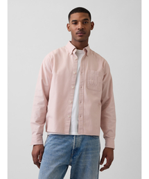 GAP | リラックスフィット クロップド ストレートヘム GAPロゴ オックスフォードシャツ(シャツ/ブラウス)
