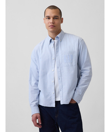 GAP（ギャップ）の「リラックスフィット クロップド ストレートヘム GAPロゴ オックスフォードシャツ（シャツ/ブラウス）」
