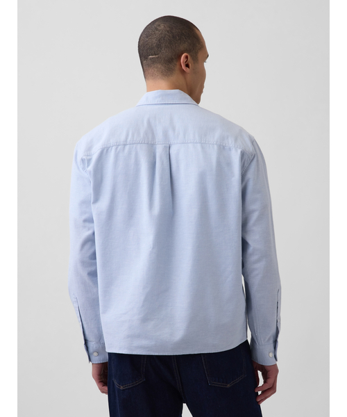 GAP（ギャップ）の「リラックスフィット クロップド ストレートヘム GAPロゴ オックスフォードシャツ（シャツ/ブラウス・メンズ・ピンク/オフホワイト/ライトブルー・S/M/L/XL/XS）」の9枚目の写真