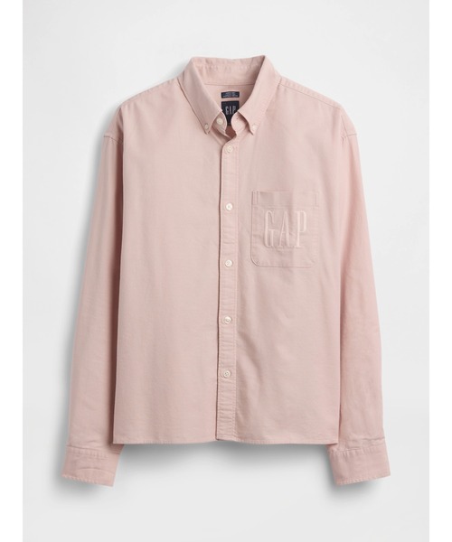 GAP（ギャップ）の「リラックスフィット クロップド ストレートヘム GAPロゴ オックスフォードシャツ（シャツ/ブラウス・メンズ・ピンク/オフホワイト/ライトブルー・S/M/L/XL/XS）」の5枚目の写真