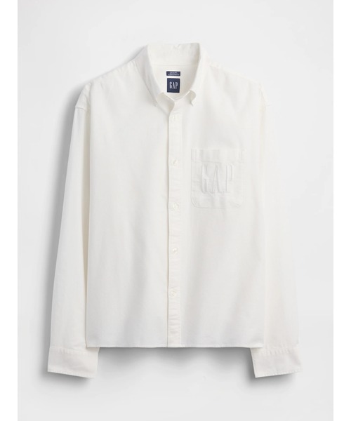 GAP（ギャップ）の「リラックスフィット クロップド ストレートヘム GAPロゴ オックスフォードシャツ（シャツ/ブラウス・メンズ・ピンク/オフホワイト/ライトブルー・S/M/L/XL/XS）」の6枚目の写真