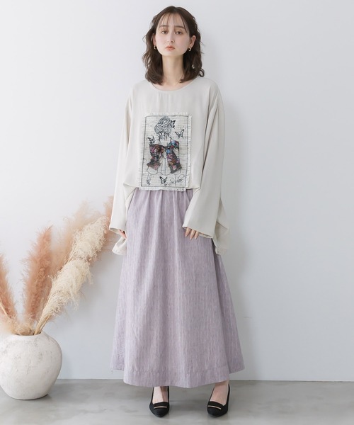 iS ScoLar（イズスカラー）の「：ラメツイード女の子アップリケプルオーバー（Tシャツ/カットソー・レディース・パープル/ブラック/アイボリー・M）」の4枚目の写真