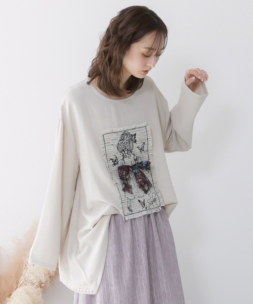 iS ScoLar（イズスカラー）の「：ラメツイード女の子アップリケプルオーバー（Tシャツ/カットソー・レディース・パープル/ブラック/アイボリー・M）」の8枚目の写真