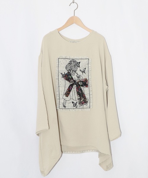 iS ScoLar（イズスカラー）の「：ラメツイード女の子アップリケプルオーバー（Tシャツ/カットソー・レディース・パープル/ブラック/アイボリー・M）」の12枚目の写真