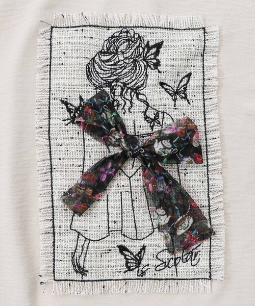 iS ScoLar（イズスカラー）の「：ラメツイード女の子アップリケプルオーバー（Tシャツ/カットソー・レディース・パープル/ブラック/アイボリー・M）」の14枚目の写真