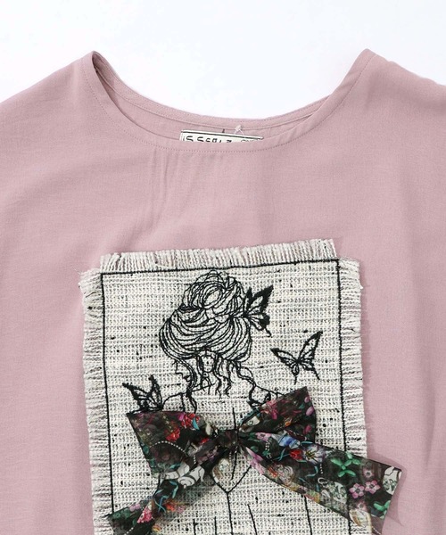 iS ScoLar（イズスカラー）の「：ラメツイード女の子アップリケプルオーバー（Tシャツ/カットソー・レディース・パープル/ブラック/アイボリー・M）」の19枚目の写真