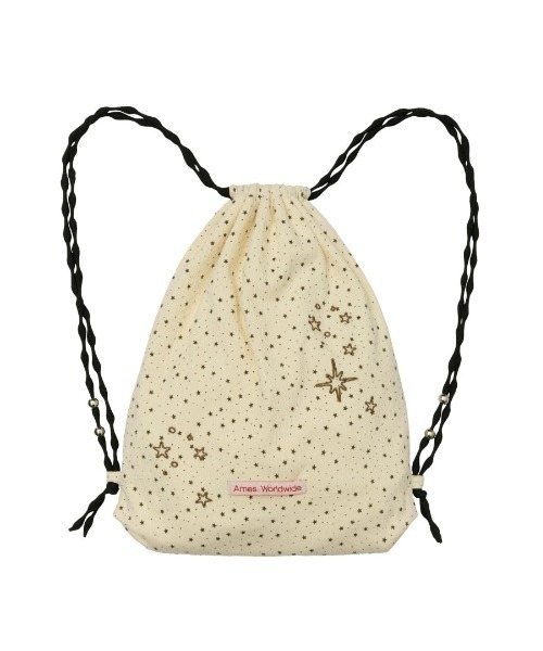 AMESWORLDWIDE（アメスワールドワイド）の「A'GEM/9 × .kom 『AMESWORLDWIDE/アメスワールドワイド』TWINKLE GYM SACK/トゥインクルジムサック（バックパック/リュック・レディース・ネイビー/イエロー・FREE）」の9枚目の写真