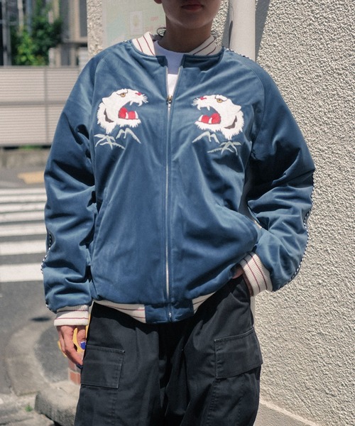 HOUSTON(ヒューストン)の「【HOUSTON/ヒューストン】VELVETEEN SOUVENIR JACKET TIGER ALASKA 51521 51522(スカジャン・メンズ・ブラック系その他/ブルー系その他/ブルー系その他2/ブラック系その他2・LARGE/X-LARGE/MEDIUM)」の7枚目の写真