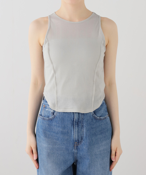 OUTDOOR PRODUCTS（アウトドアプロダクツ）の「miller Light Prib Tank（Tシャツ/カットソー・レディース・イエロー/アイボリー/ブラック/グレー・FREE）」の3枚目の写真